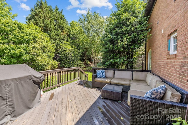 9625 Donna Ve Ln, Charlotte, NC 28277 - wooden deck featuring outdoor lounge area and area for grilling