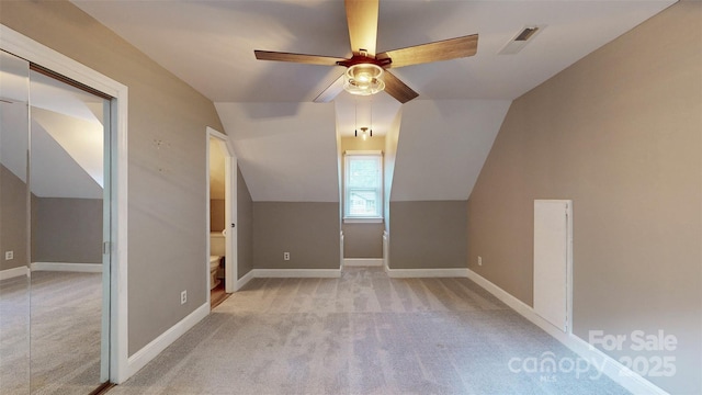 8905 Vagabond Rd, Mint Hill, NC 28227 - bonus room featuring carpet flooring, ceiling fan, lofted ceiling, and baseboards