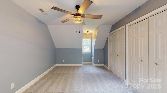 8905 Vagabond Rd, Mint Hill, NC 28227 - bonus room with baseboards, a ceiling fan, light carpet, and lofted ceiling