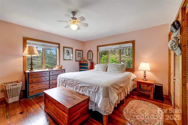 5271 Big Ridge Rd, Glenville, NC 28736 - bedroom with dark wood-style floors, multiple windows, and baseboards