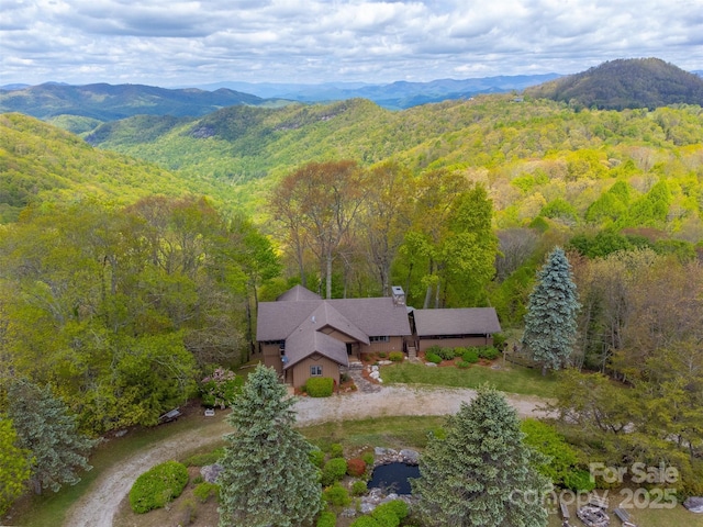 5271 Big Ridge Rd, Glenville, NC 28736 - aerial view of property and surrounding area featuring a forest and a mountainous background