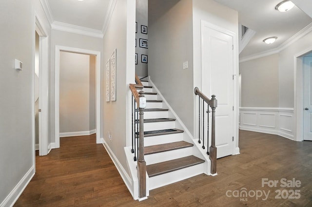 220 Forsythia Ln, Tega Cay, SC 29708 - stairway featuring ornamental molding and wood finished floors