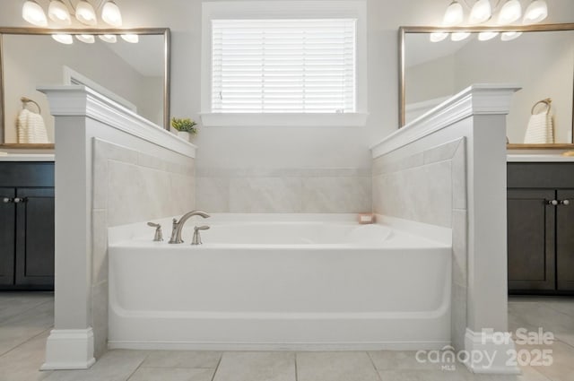 220 Forsythia Ln, Tega Cay, SC 29708 - bathroom featuring vanity, a bath, and tile patterned flooring