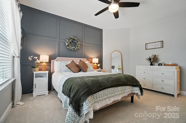 220 Forsythia Ln, Tega Cay, SC 29708 - bedroom with light carpet, a decorative wall, and ceiling fan
