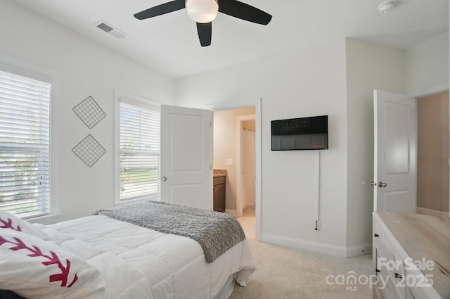220 Forsythia Ln, Tega Cay, SC 29708 - bedroom with light colored carpet, baseboards, and ceiling fan