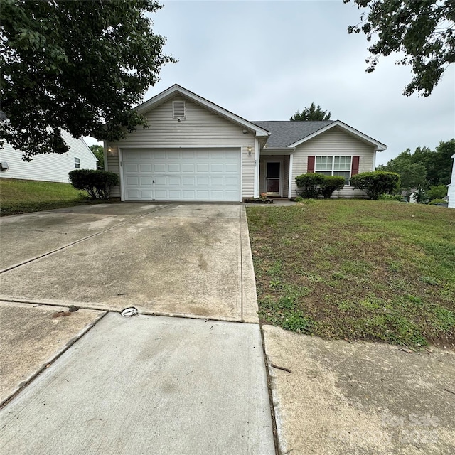 3012 Longspur Dr, Matthews, NC 28105 - single story home with concrete driveway, an attached garage, and a front lawn