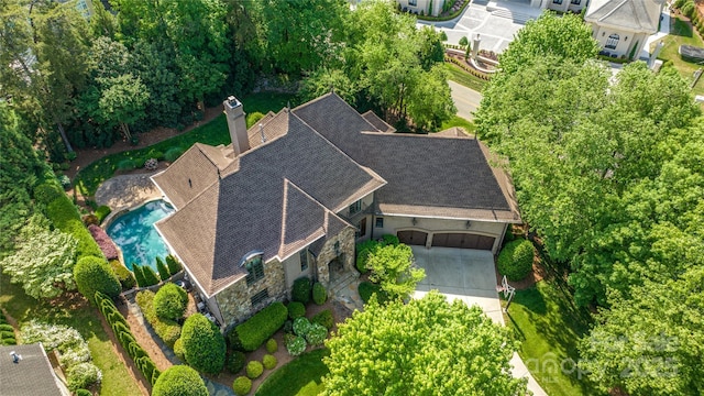 18843 Flat Shoals Dr, Cornelius, NC 28031 - view from above of property featuring a pool area