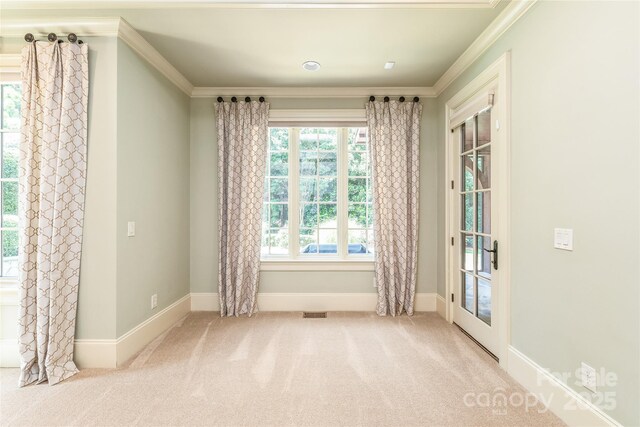 18843 Flat Shoals Dr, Cornelius, NC 28031 - empty room featuring ornamental molding, carpet flooring, and baseboards