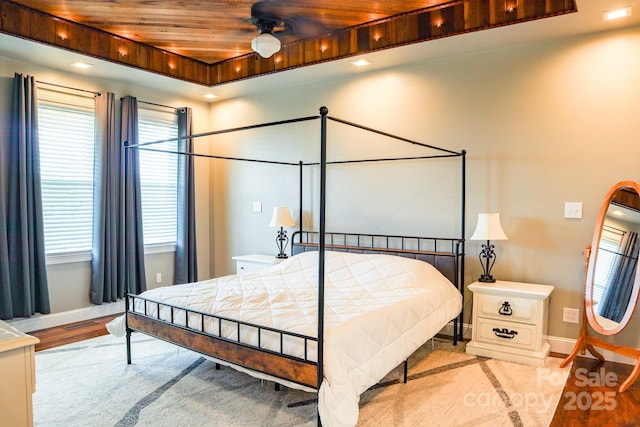 7768 Pinecone Ln, Hickory, NC 28602 - bedroom featuring wood finished floors, baseboards, and wooden ceiling