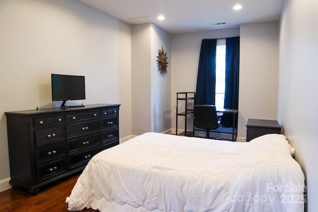 7768 Pinecone Ln, Hickory, NC 28602 - bedroom with dark wood-style flooring, recessed lighting, and baseboards