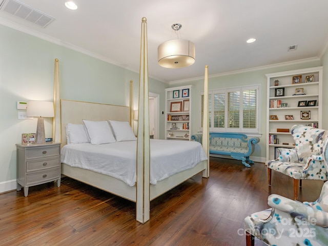 2410 Vernon Dr, Charlotte, NC 28211 - bedroom with ornamental molding, wood-type flooring, and recessed lighting