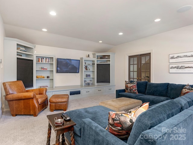 2410 Vernon Dr, Charlotte, NC 28211 - carpeted living room with recessed lighting and french doors