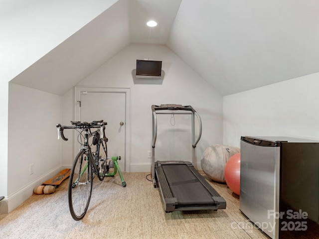 2410 Vernon Dr, Charlotte, NC 28211 - workout room with lofted ceiling and carpet floors