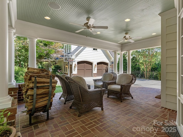 2410 Vernon Dr, Charlotte, NC 28211 - view of patio with a ceiling fan and an outdoor hangout area