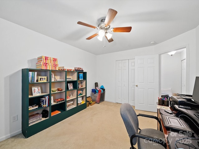 2306 Nettleton Ct, Matthews, NC 28105 - carpeted office space with a ceiling fan and baseboards