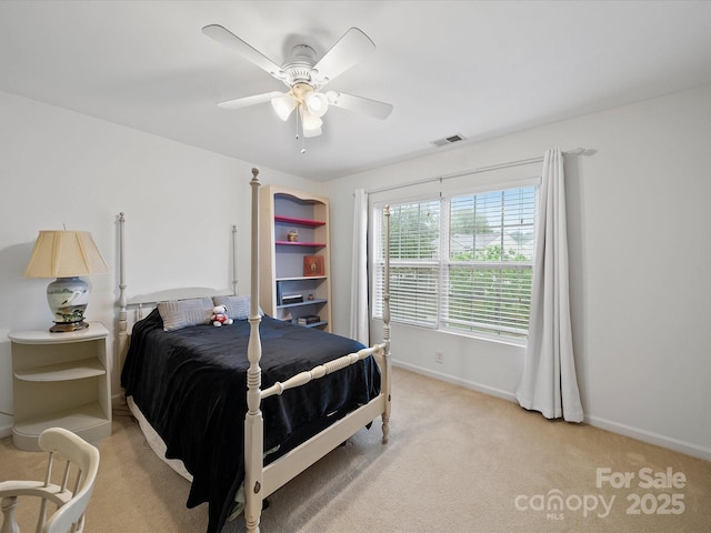 2306 Nettleton Ct, Matthews, NC 28105 - bedroom featuring baseboards, light carpet, and ceiling fan