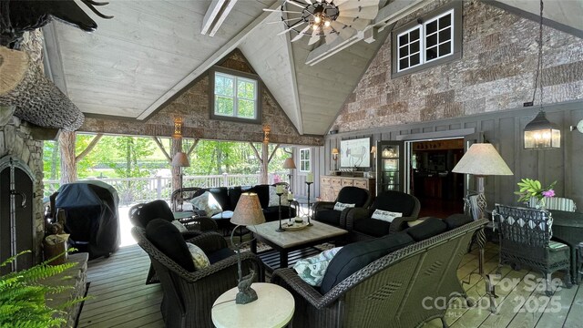 973 Sitting Rock Trl, Cullowhee, NC 28723 - sunroom / solarium featuring lofted ceiling