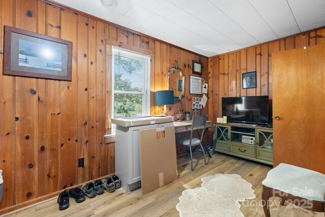 715 Broadway St NW, Lenoir, NC 28645 - office featuring light wood-style floors and wooden walls