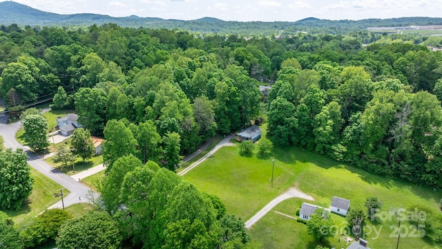 715 Broadway St NW, Lenoir, NC 28645 - aerial view of property's location featuring a heavily wooded area and a mountain backdrop