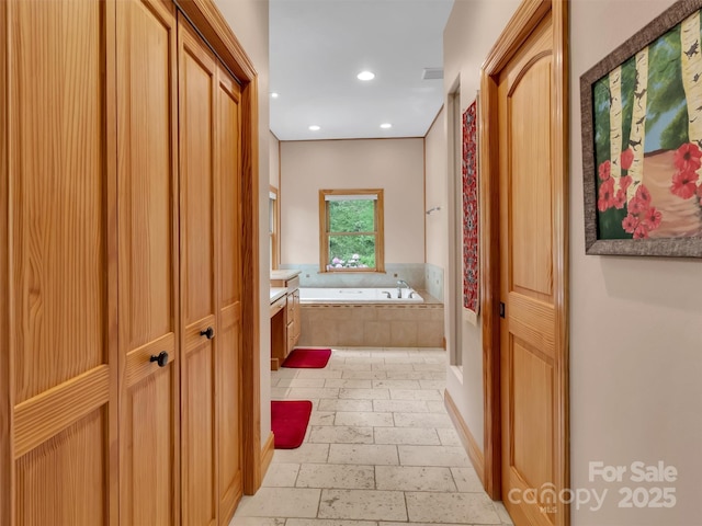 421 Ramp Patch Ln, Waynesville, NC 28786 - full bath featuring a garden tub, a closet, and recessed lighting