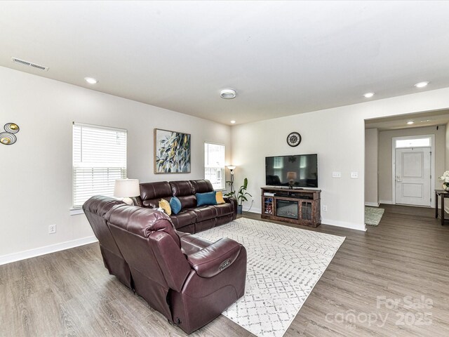 3023 Ballester Rd, Fort Mill, SC 29707 - living room with wood finished floors, baseboards, and recessed lighting