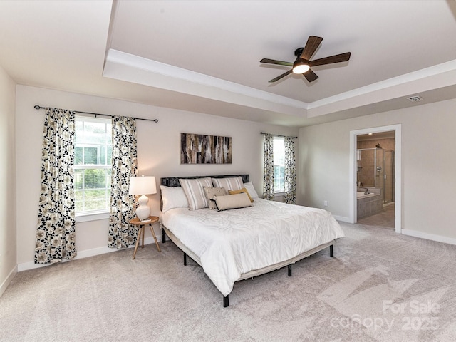 3023 Ballester Rd, Fort Mill, SC 29707 - bedroom featuring a tray ceiling, baseboards, and light colored carpet
