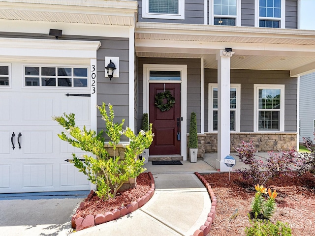 3023 Ballester Rd, Fort Mill, SC 29707 - view of exterior entry featuring covered porch and stone siding