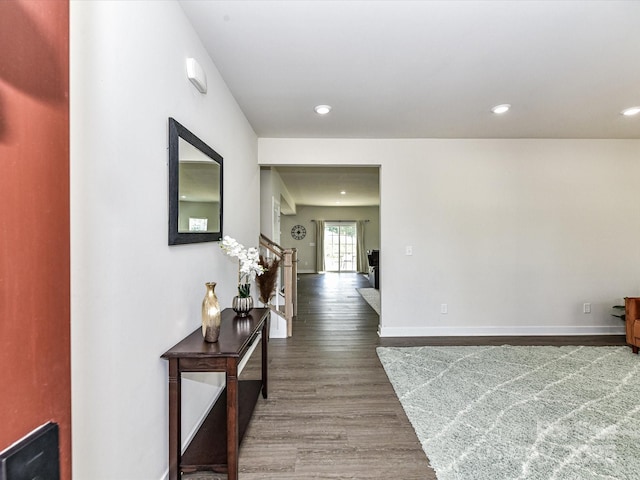 3023 Ballester Rd, Fort Mill, SC 29707 - hall featuring dark wood finished floors, baseboards, and recessed lighting