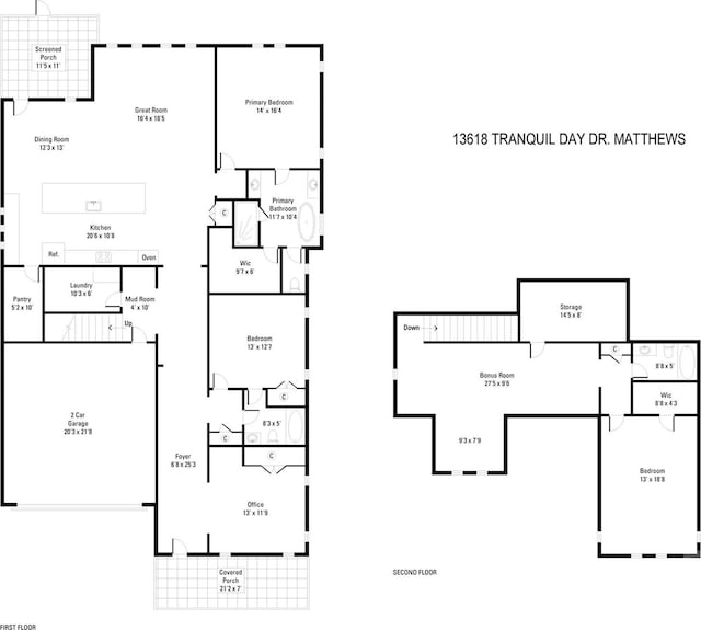 13618 Tranquil Day Dr, Matthews, NC 28105 - floor plan / room layout