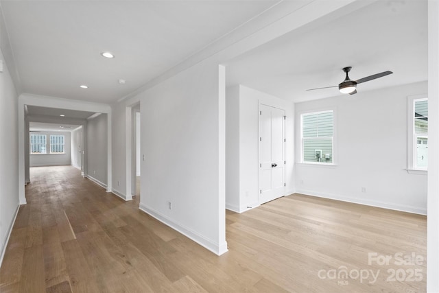 13618 Tranquil Day Dr, Matthews, NC 28105 - hall with light wood-style flooring, baseboards, and recessed lighting