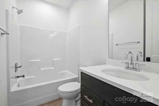 13618 Tranquil Day Dr, Matthews, NC 28105 - bathroom with vanity, toilet, bathing tub / shower combination, and tile patterned flooring