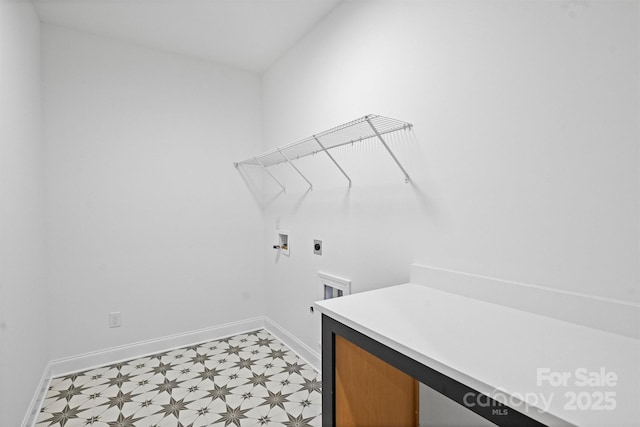 13618 Tranquil Day Dr, Matthews, NC 28105 - washroom featuring electric dryer hookup, light flooring, baseboards, and washer hookup