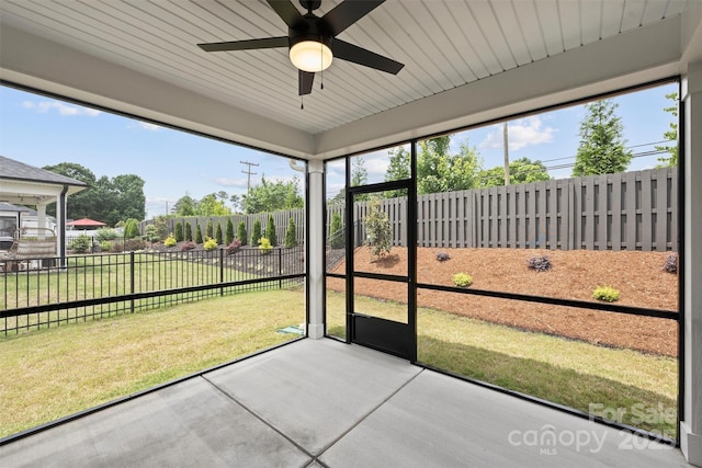 13618 Tranquil Day Dr, Matthews, NC 28105 - unfurnished sunroom with ceiling fan