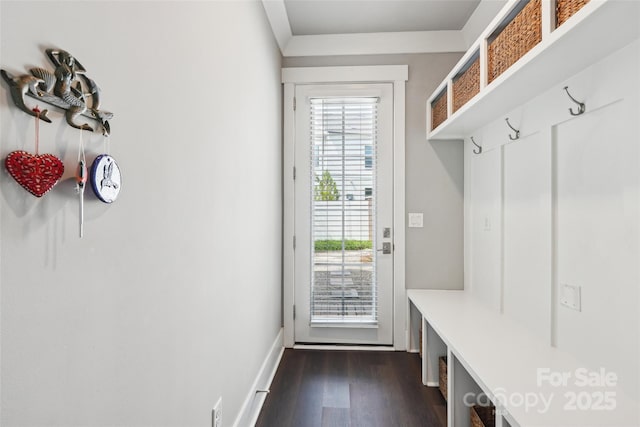 7908 Rea View Ct, Charlotte, NC 28226 - mudroom with plenty of natural light, dark wood-style flooring, and baseboards
