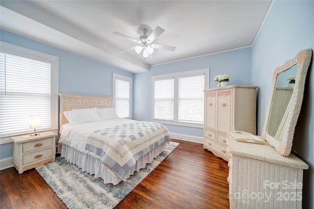 501 Pee Dee Ave, Albemarle, NC 28001 - bedroom with baseboards, dark wood-style flooring, and ceiling fan