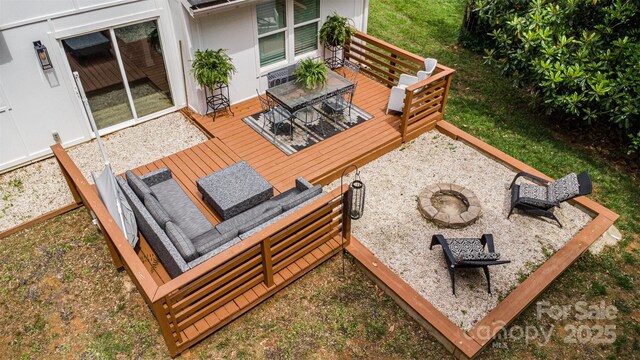 6824 Cortez Trl, Charlotte, NC 28227 - view of patio / terrace with an outdoor fire pit and a deck