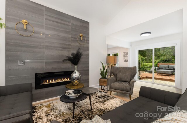 6824 Cortez Trl, Charlotte, NC 28227 - living room featuring wood finished floors, a fireplace, and baseboards