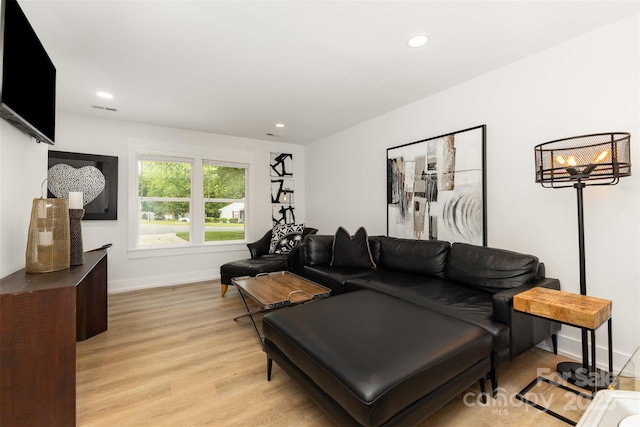 6824 Cortez Trl, Charlotte, NC 28227 - living room featuring light wood finished floors, recessed lighting, and baseboards