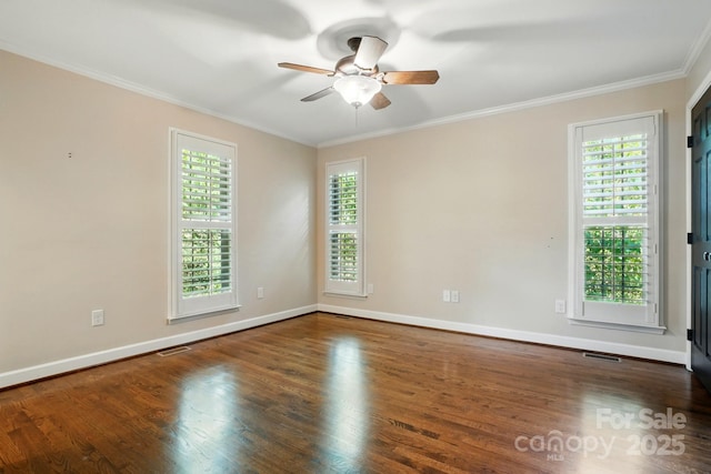 1295 Patterson St, China Grove, NC 28023 - spare room featuring wood finished floors, ceiling fan, ornamental molding, and baseboards