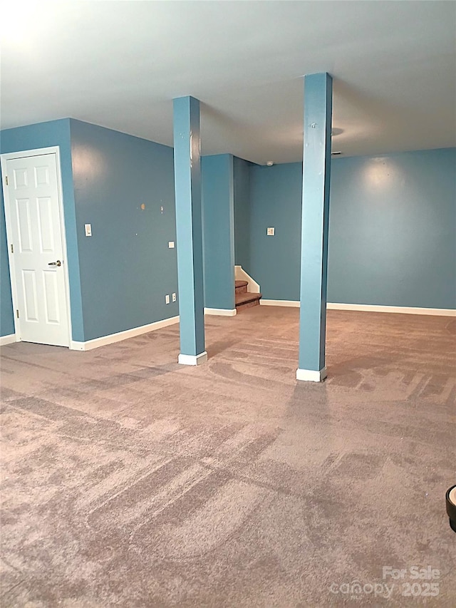 12304 Sandringham Pl, Charlotte, NC 28262 - finished below grade area featuring carpet, stairs, and baseboards