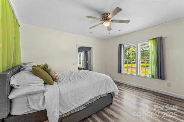 35 Telephone Exchange Rd, Hickory, NC 28601 - bedroom with baseboards, wood finished floors, multiple windows, and a ceiling fan