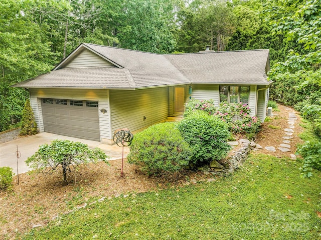30 Robin Ln, Asheville, NC 28806 - mid-century home featuring a garage, a shingled roof, and driveway