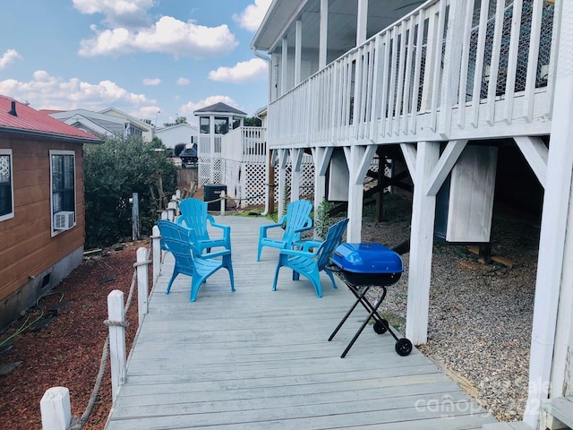 108 Brit Ln, New London, NC 28127 - wooden terrace with a grill