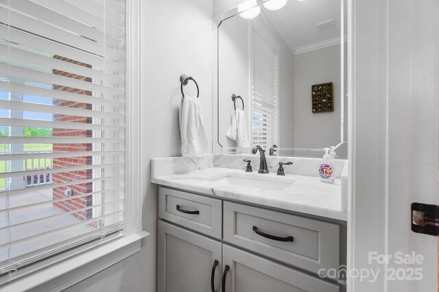3707 Seagrave Farm Rd, Concord, NC 28025 - bathroom with crown molding and vanity