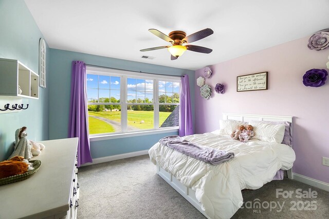 3707 Seagrave Farm Rd, Concord, NC 28025 - bedroom with carpet flooring, baseboards, and a ceiling fan