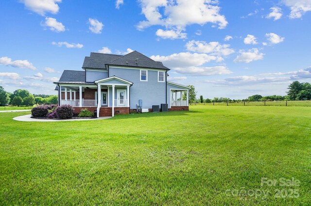 3707 Seagrave Farm Rd, Concord, NC 28025 - view of front of home with a porch, a front lawn, crawl space, and cooling unit