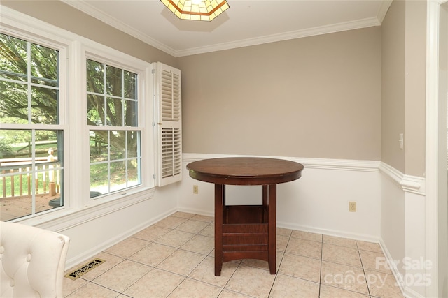 9315 Pebble Creek Way, Charlotte, NC 28269 - unfurnished dining area featuring light tile patterned floors, baseboards, and ornamental molding