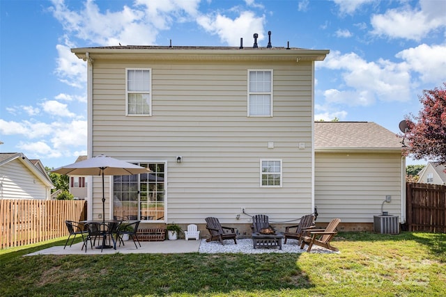 197 Devon Forest Dr, Mooresville, NC 28115 - rear view of house with an outdoor fire pit, a patio, and central AC unit