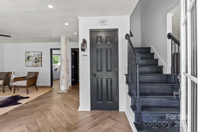 5229 Mt Holly Huntersville Rd, Charlotte, NC 28216 - foyer entrance with stairway, recessed lighting, and baseboards