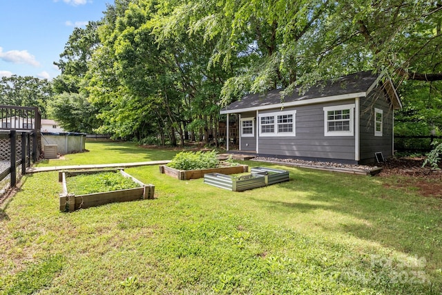 5229 Mt Holly Huntersville Rd, Charlotte, NC 28216 - view of yard with a vegetable garden and an outbuilding